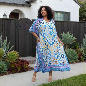 Gypsie Blu Leopard Printed Caftan Dress Stylish Maxi Dresses Christmas Gifts